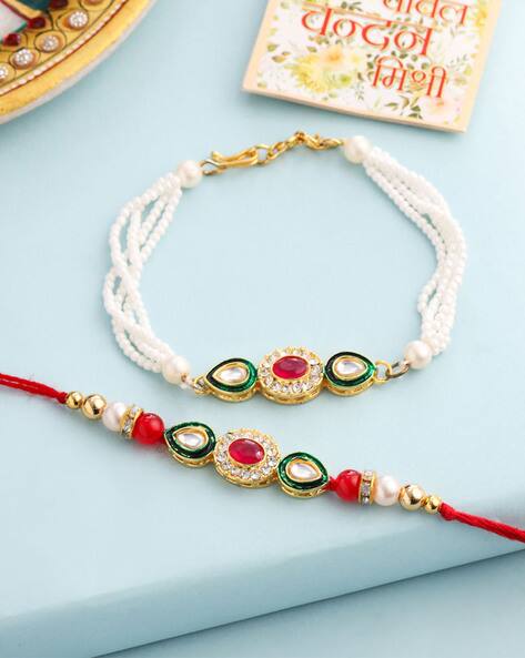 NVR Set of 2 Stone-Studded Tie-Up Rakhis