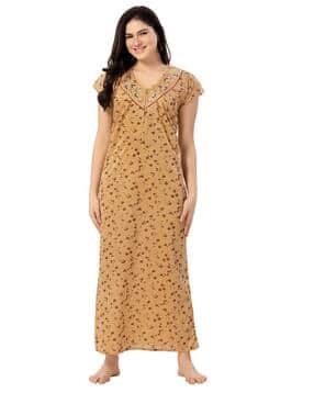 for you for me Women V-Neck Floral Nightgown-picture-37