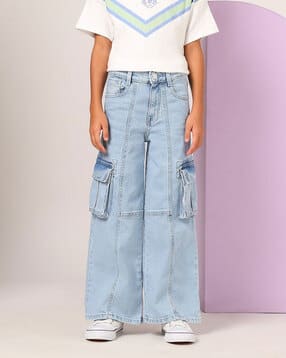 Girls Regular Fit Wide Jeans