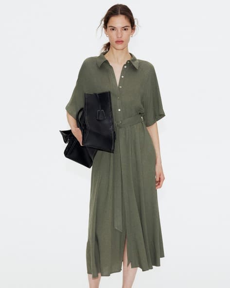 Buy H&M Midi Shirt Dress Online | Ajio.com