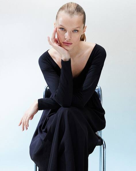 black chiffon bridesmaid dress with sleeves Long Sleeve Formal Black High Neck Mermaid mesh dress Size:22 5XL 34-35 Sleeve Waist 65cm