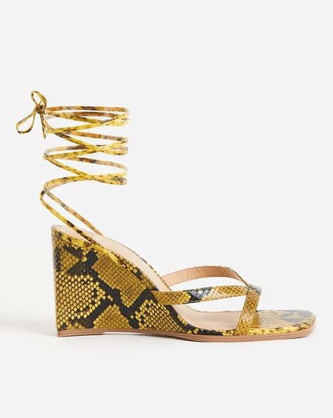 Buy Yellow/Snakeskin pattern Heeled Sandals for Women by H&M