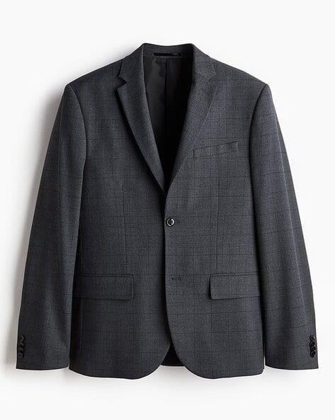 Men Slim Checked Blazer