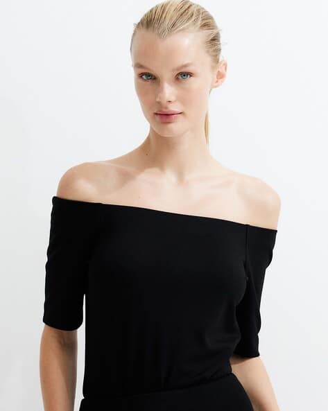 Buy H&M Women Off Shoulder Jersey Top Online | Ajio.com