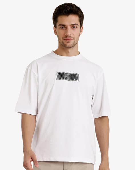 Rare Rabbit Men Graphic Print Regular Fit Crew-Neck T-Shirt