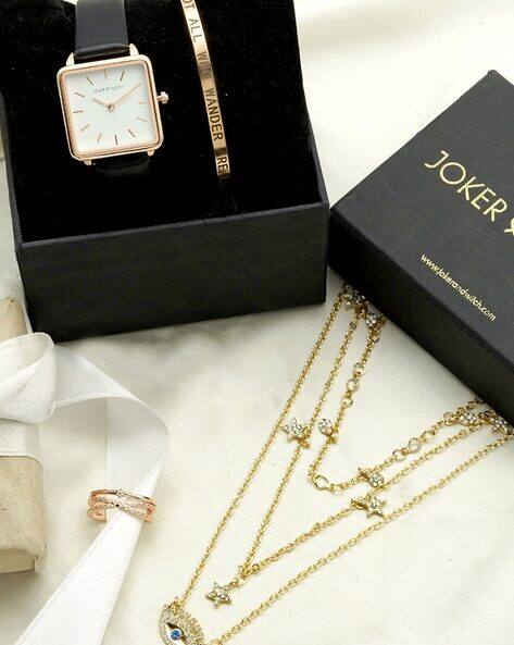 Joker & Witch Women Set of 4 JWLS165 Analogue Wrist Watch with Bracelets & Necklace