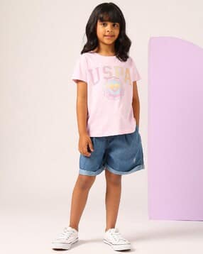 u.s. polo assn. Girls Graphic Round Neck T-shirt-picture-12
