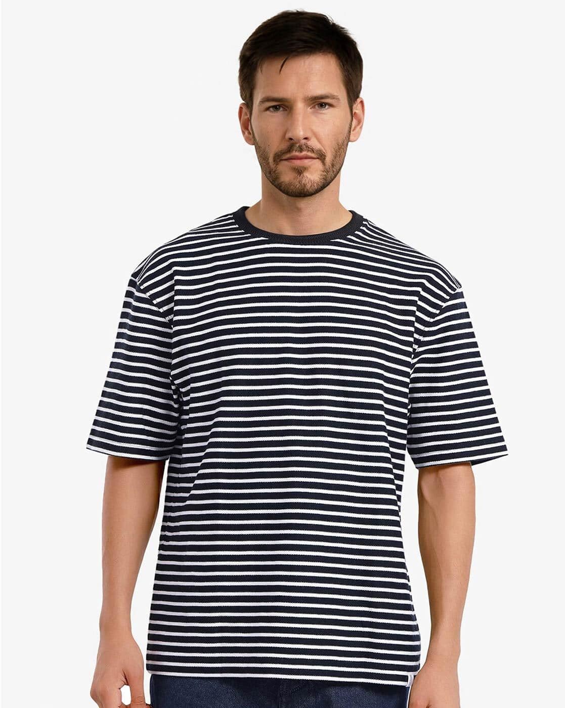 Men Stripes Oversized Fit T-shirt