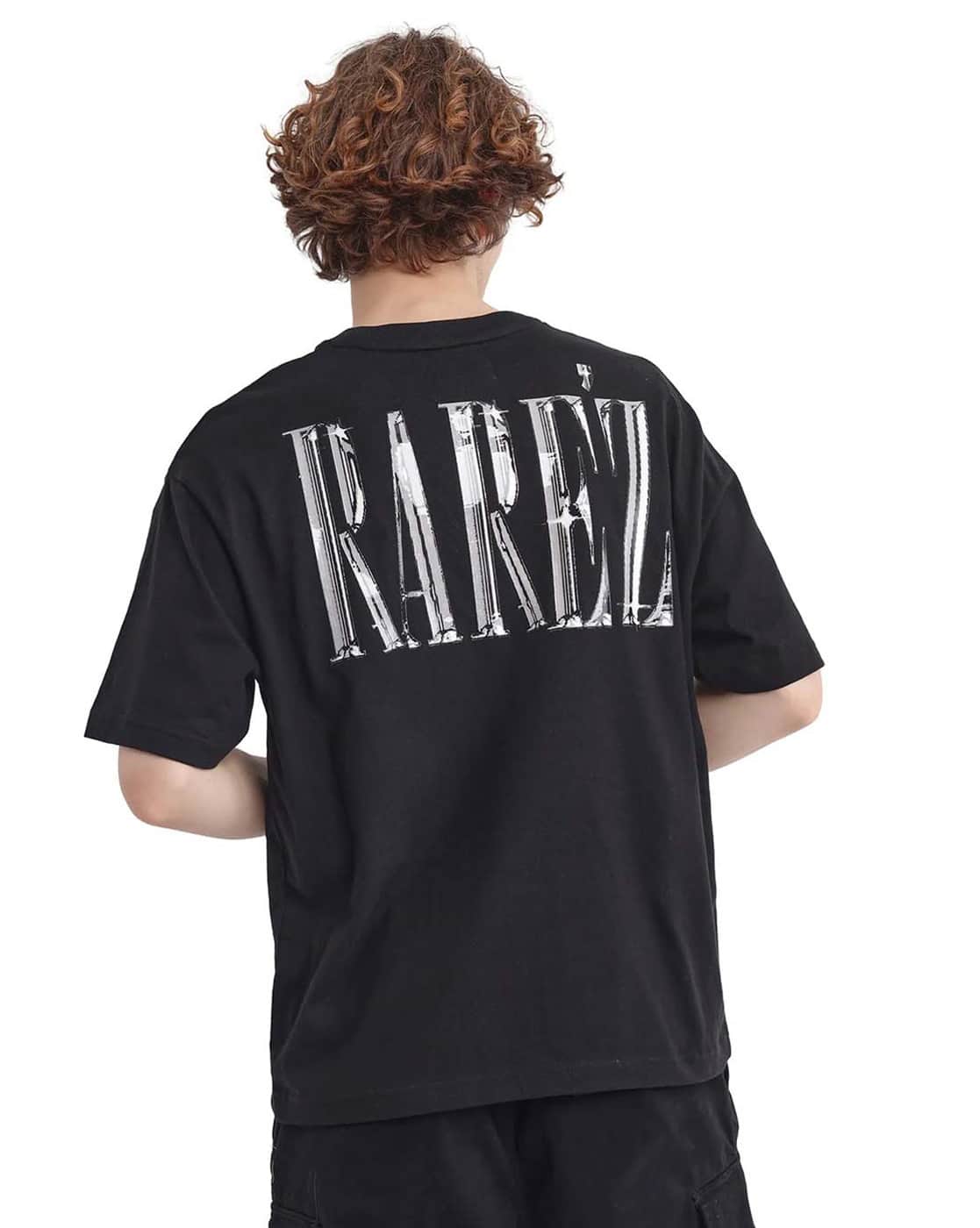Men Typographic Print Oversized Fit Crew-Neck T-Shirt