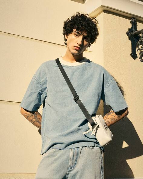 Rare Rabbit Men Oversized Fit Crew-Neck T-Shirt