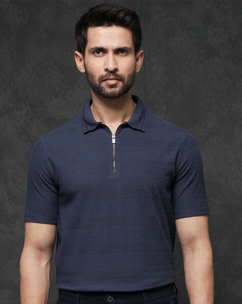 Buy Rare Rabbit Men Regular Fit Polo T-Shirt Blue Color Men