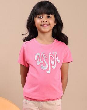 u.s. polo assn. Girls Typographic Print Regular Fit Round-Neck T-Shirt-picture-35