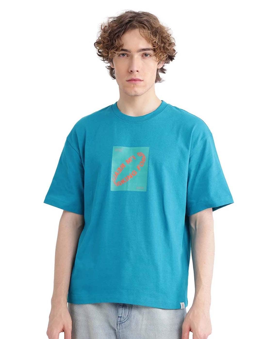 Men Graphic Print Boxy Fit Crew-Neck T-Shirt