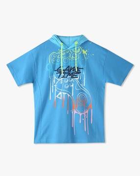 point cove Boys Graphic Print Loose Fit Hooded T-Shirt-picture-34