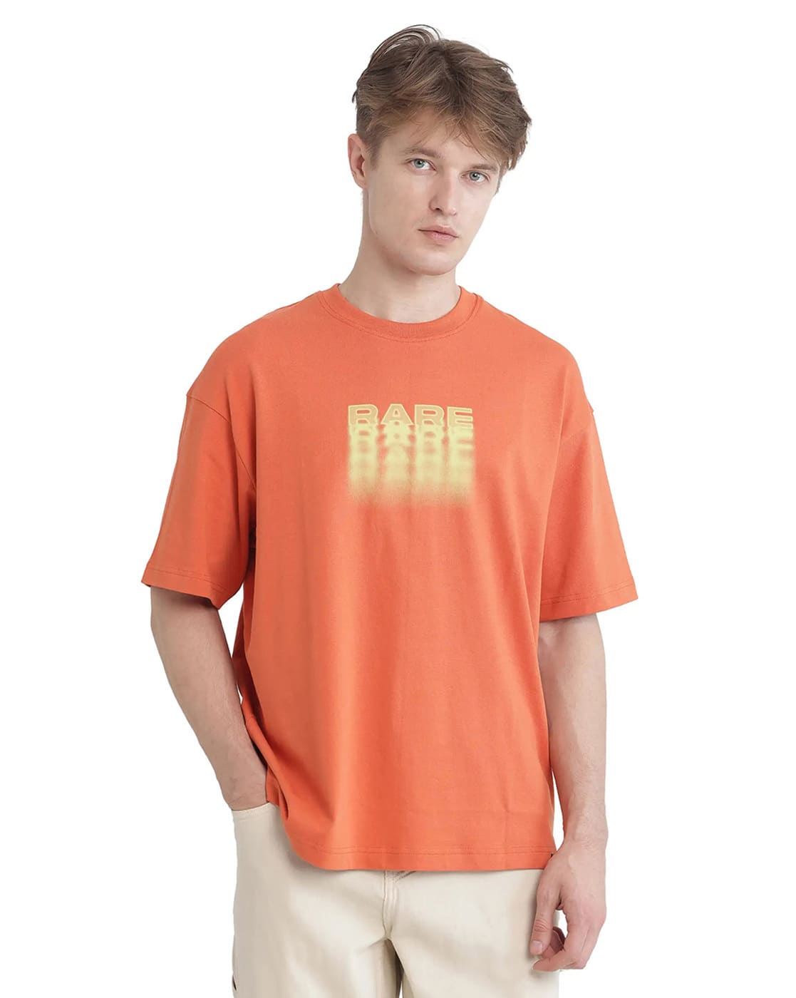 Men Logo Print Oversized Fit Crew-Neck T-Shirt