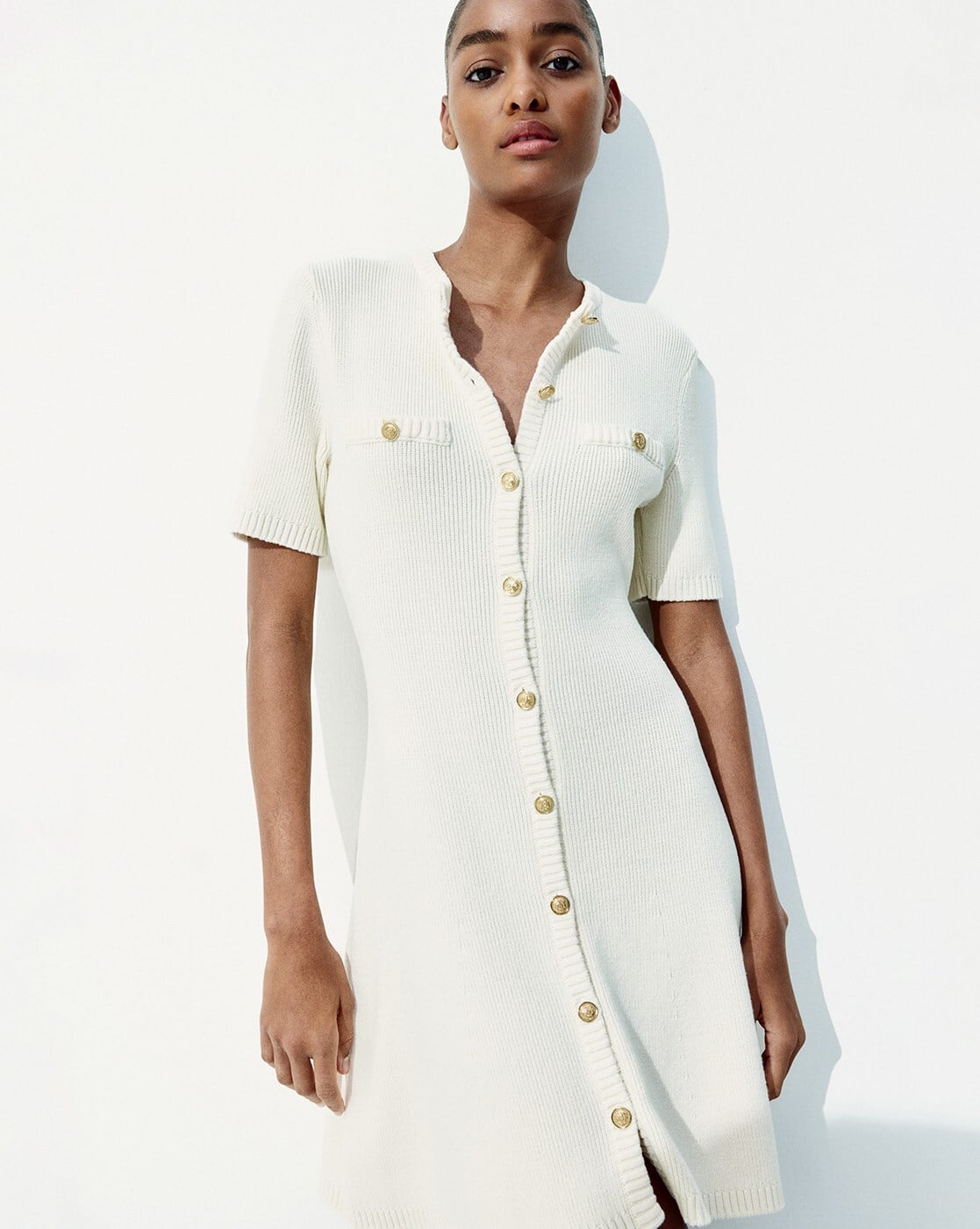 Buy H&M Women Rib-Knit Button-Front Dress Online | Ajio.com