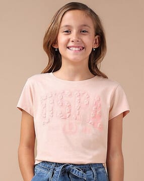 u.s. polo assn. Girls Text-Embossed Relaxed Fit Round-Neck T-Shirt-picture-46