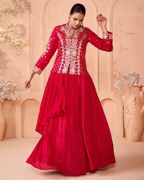 Women Embroidered A-Line Kurta Suit Set-image-48