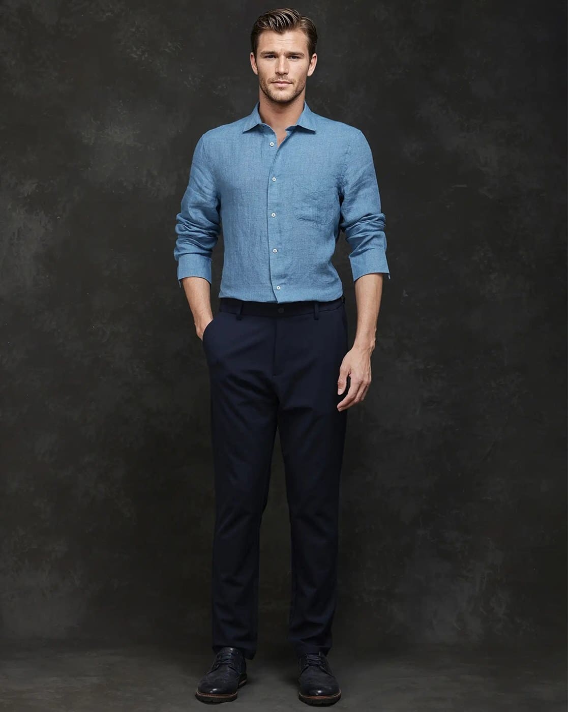 Buy Rare Rabbit Men Regular Fit Spread-Collar Shirt | Blue Color