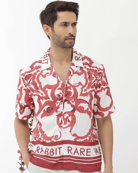 Rare Rabbit Men Printed Boxy Fit Shirt