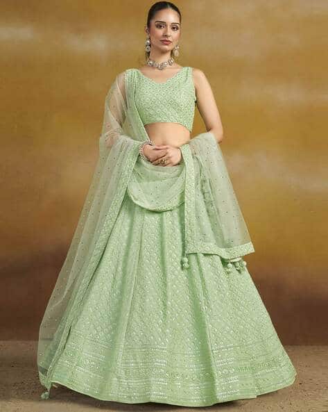 Dupatta Mint Lehenga Choli Buy Mint Lehenga Choli Sets For Women