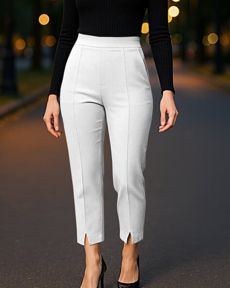 Women Flat Front Relaxed Fit Trousers