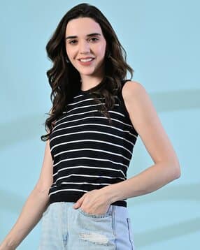 oyeebro Women Stripes Regular Fit T-shirt-picture-35