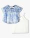 Girls Floral Print Relaxed Fit Kaftan Top with Camisole