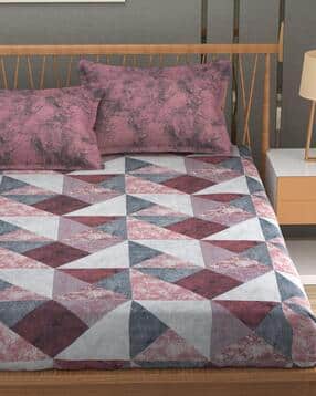 mafatlal 186 TC Geometric King Bedsheets with Pillow Covers-picture-35