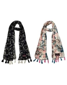 Women Floral Cotton Scarf 
