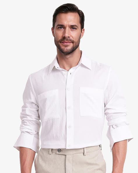 Rare Rabbit Men Boxy Fit Shirt with Button Closure
