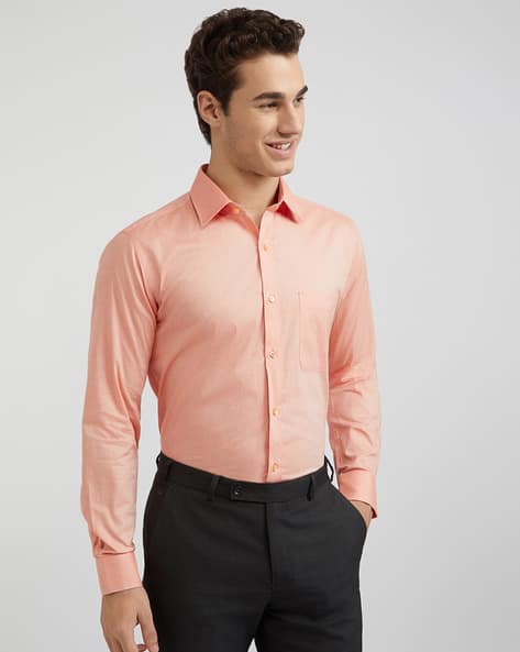 RAYMOND Men Slim Fit Cutaway Collar Shirt