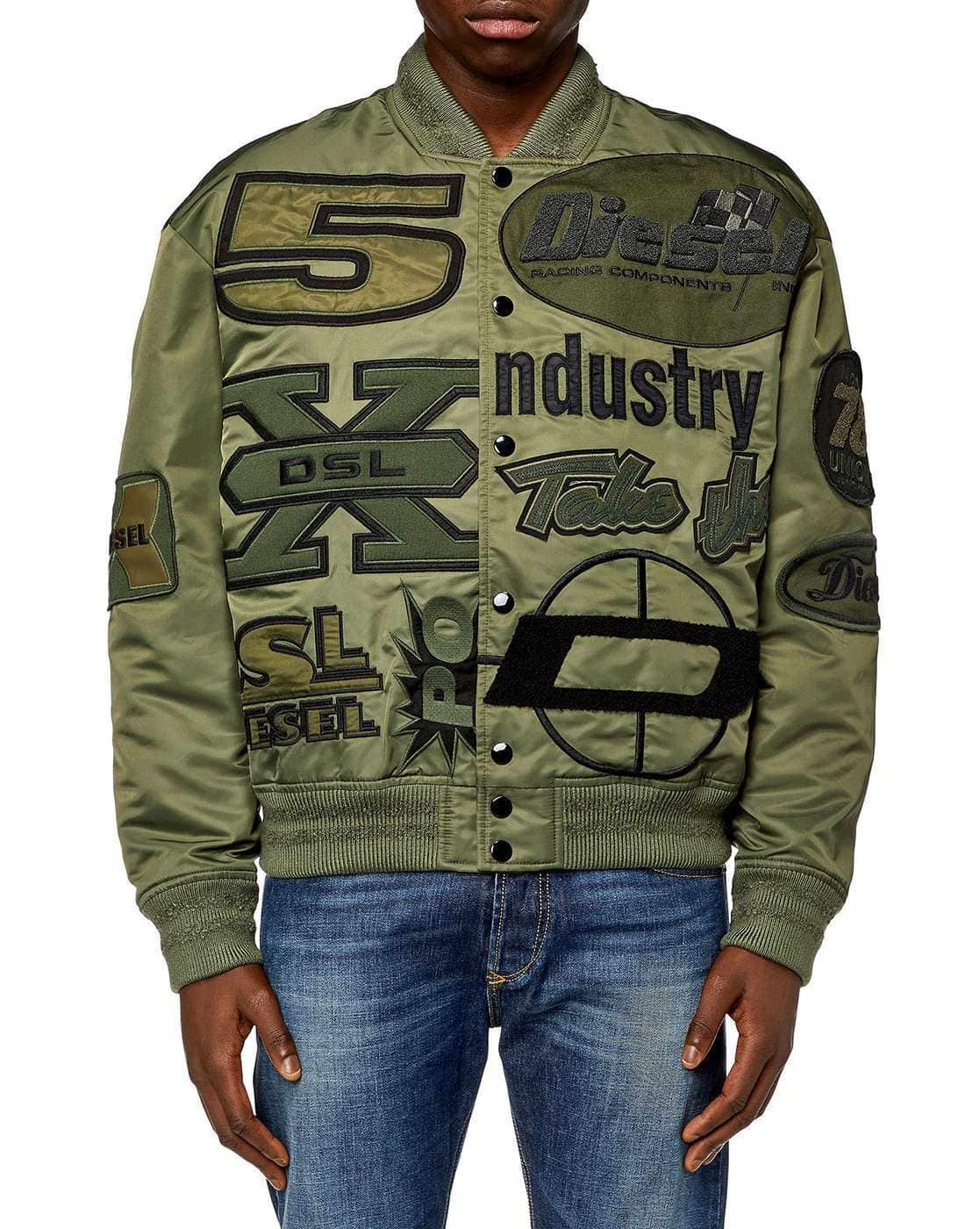 Buy DIESEL J-Bulc-Patch Regular Fit Bomber Jacket | Green Color