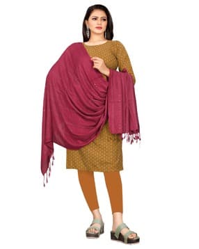 ebadat Women Embellished Dupatta with Tassels-picture-51