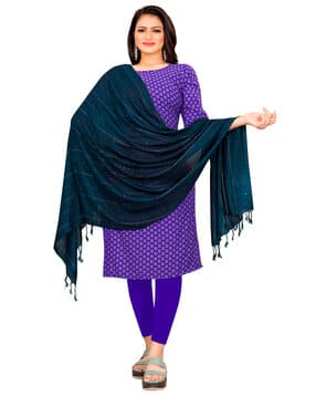 ebadat Women Embellished Dupatta with Tassels-picture-34
