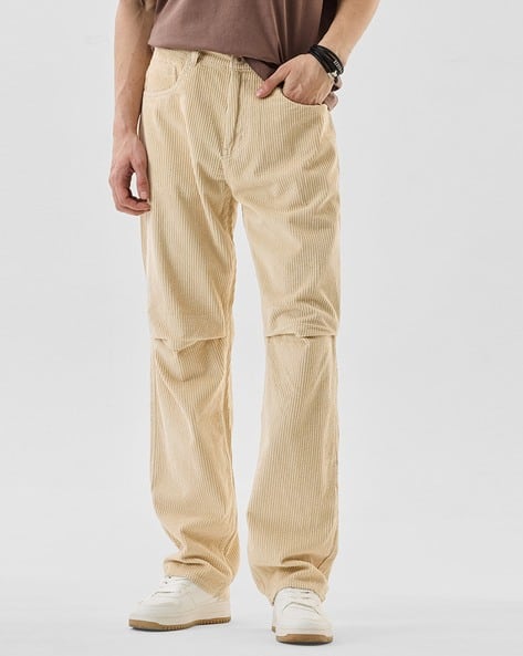Beige H And M Corduroy Trousers Buy Cream Trousers Pants For Men