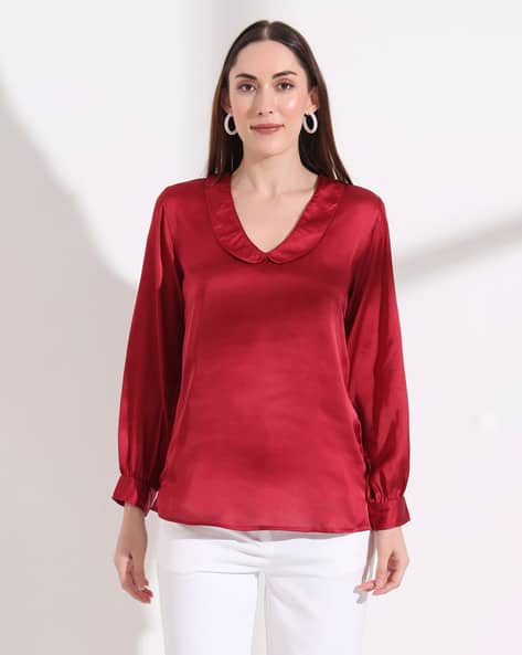 Amswan  Women Satin Regular Fit Slip On Top