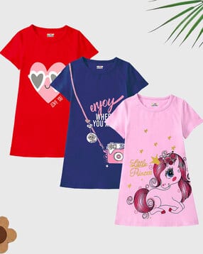 kuchipoo Pack of 3 Girl Graphic Print A-Line Dresses-picture-20