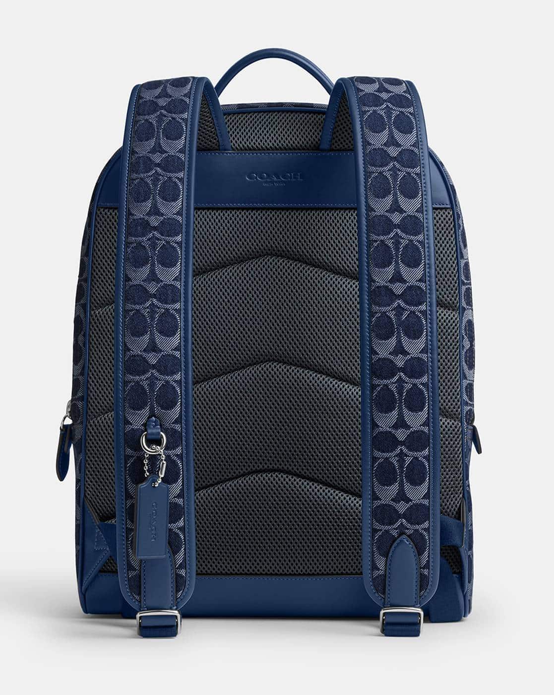 Ajio Coach Leather Men's Backpacks Signature Canvas Jacquard League  Medium Flap Backpack