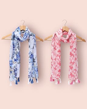 Pack of 2 Women Cotton Printed Scarf 
