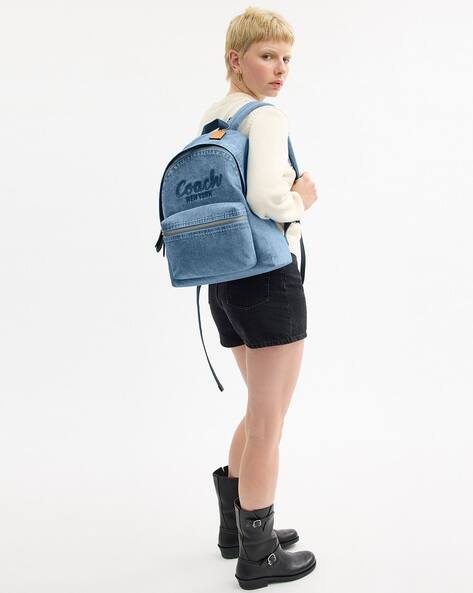 Buy Coach Cargo Backpack with Embroidered Logo | Blue Color Women | AJIO  LUXE