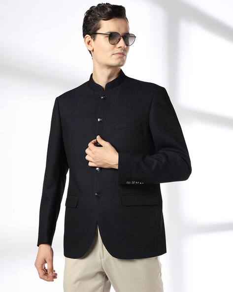 JOHN PLAYERS Men Patterned Slim Fit Bandhgala Jacket