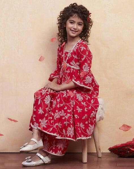 Biba Girl Floral Print 3-Piece Kurta Set