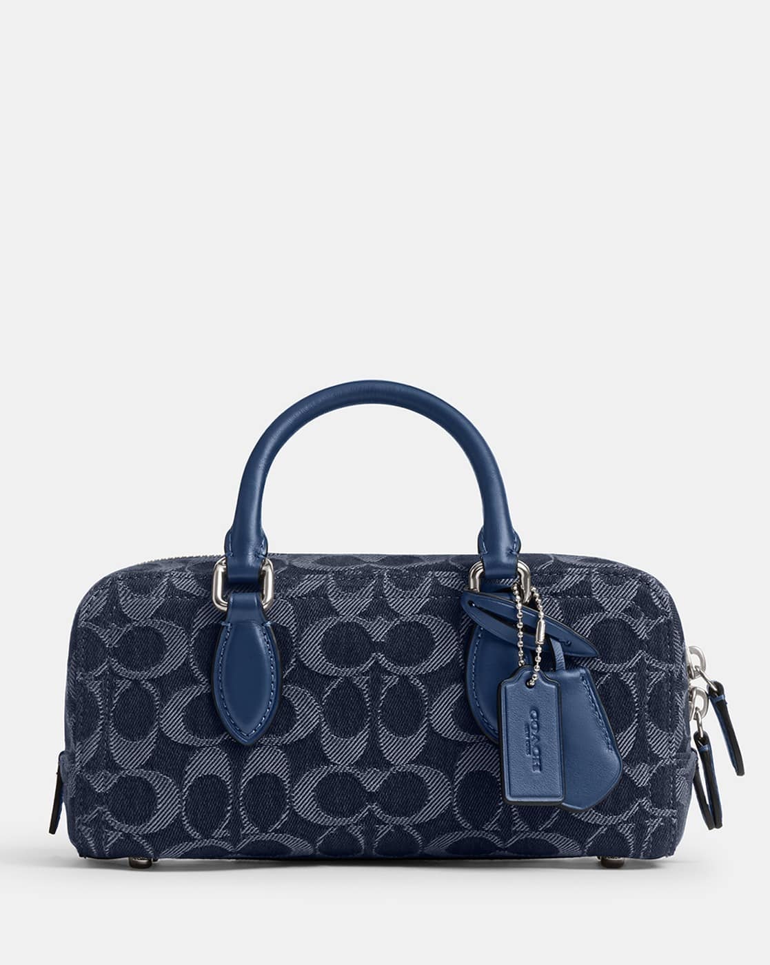 バッグ Coach Denim Signature Hand Bag Kiss-lock Buy Coach Signature Denim Bowery Satchel Bag | Blue Color Women