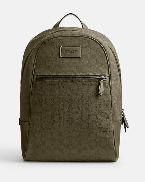 Buy Coach Signature Jacquard Theo Backpack | Green Color Men