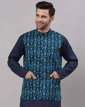 neudis  Men Regular Fit Abstract Nehru jacket-picture-25