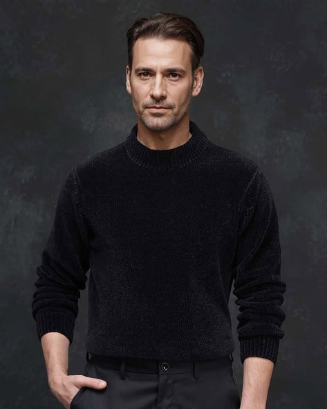 Buy Rare Rabbit Men Ribbed Regular Fit Sweater with Crew Neck