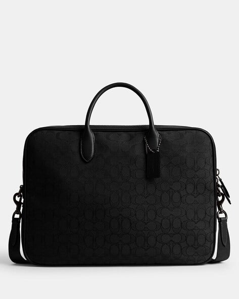 バッグ COACH RARE 6095 BLACK signature bag Buy Coach Signature Jacquard Theo Work Bag Online | Ajio.com