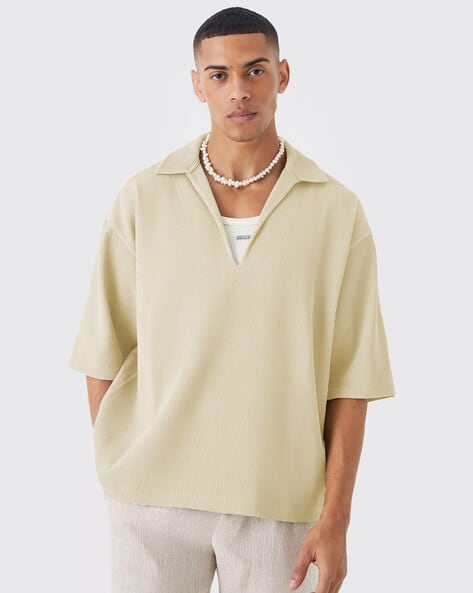 WANQUILA Men Loose Fit Shirt with Spread Collar