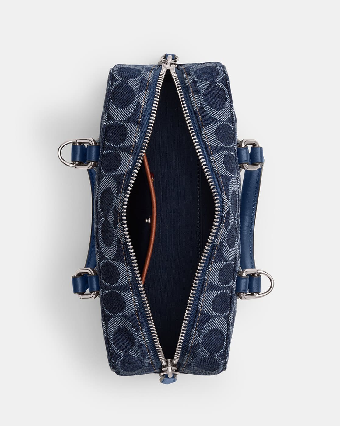 Buy Coach Signature Denim Bowery Satchel Bag | Blue Color Women